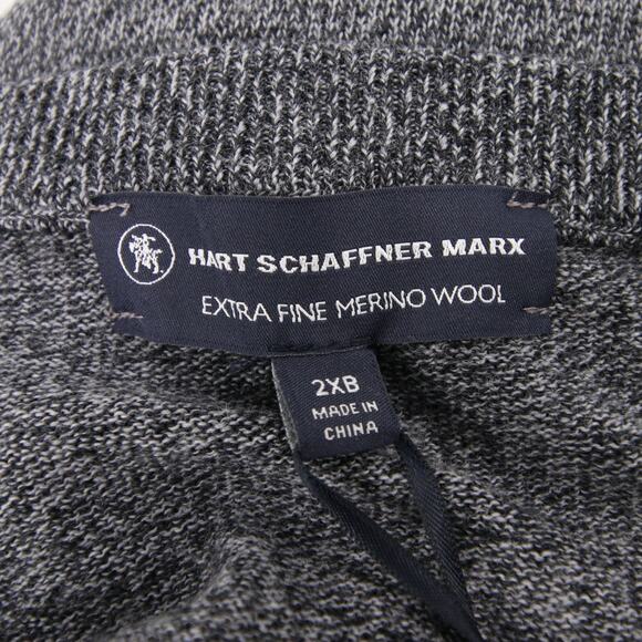 Hart Schaffner Marx Sweater Vest Gray Men's Extra Fine Merino Wool V Neck NWT 2X - Picture 9 of 11